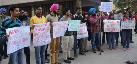 Strike Of PU Students For Hike In Fees